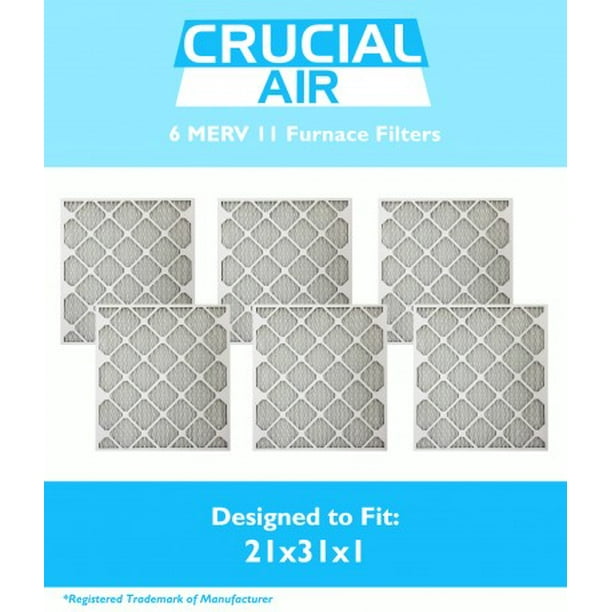 Pleated Think Crucial 6 Replacements for 21x23x1 MERV 11 Allergen Air Furnace & Air Conditioner Filter Pleated Think Crucial 6 Replacements for 21x23x1 MERV 11 Allergen Air Furnace & Air Conditioner Filter